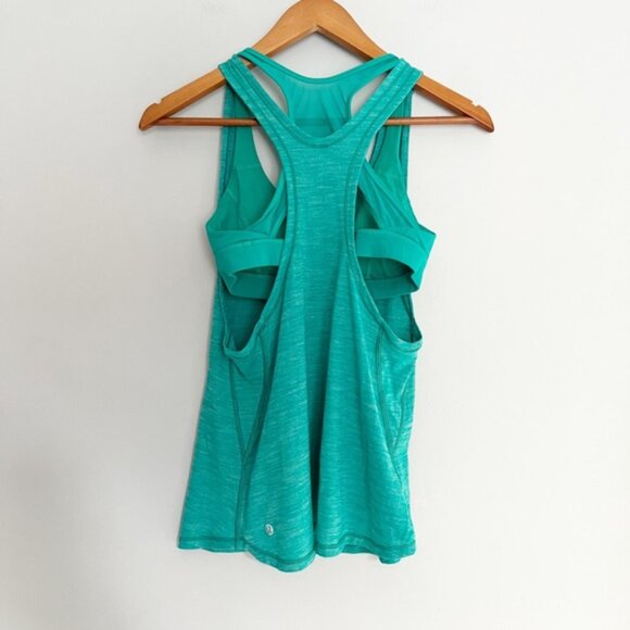 Lululemon Glide And Stride Tank Heathered Viridian Green Size 6 - Picture 2 of 4